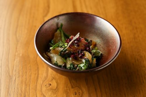 真鯛と季節菜の山椒和え