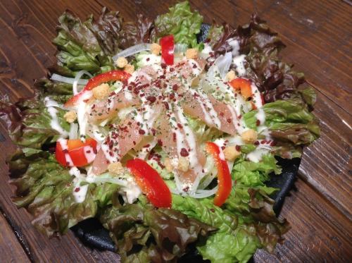 Raw ham Caesar salad