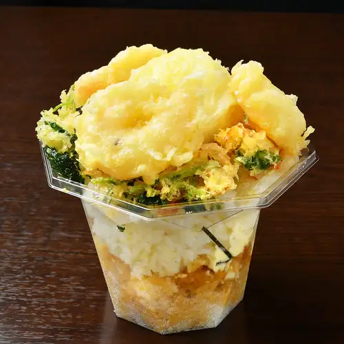 黑白杯裝天婦羅飯碗