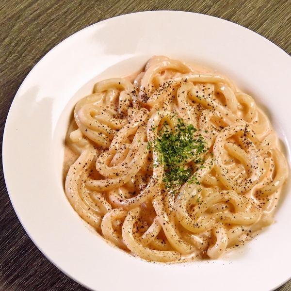 系列の真岡店で人気の【明太クリームうどん】ををご堪能ください♪
