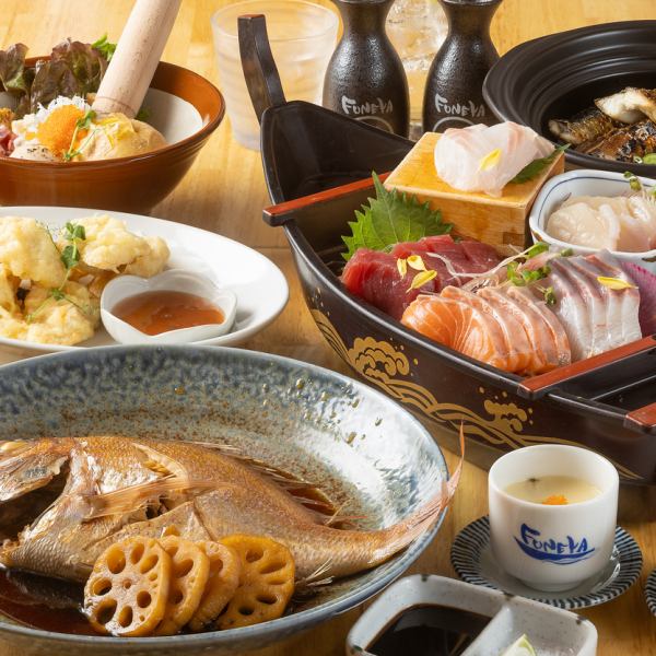 ≪2時間飲み放題付≫人気No,1！豪華刺身5種盛り合わせに旬魚の煮付けがついたコース！5,000円コース