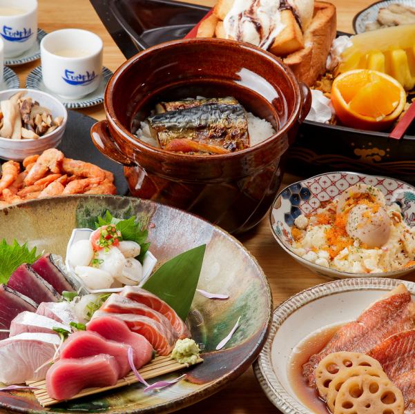 ≪2時間飲み放題付≫絶対満足◎人気No,1「6,000円コース」お刺身5種、炭焼トロ鯖土鍋ご飯、舟盛デザート