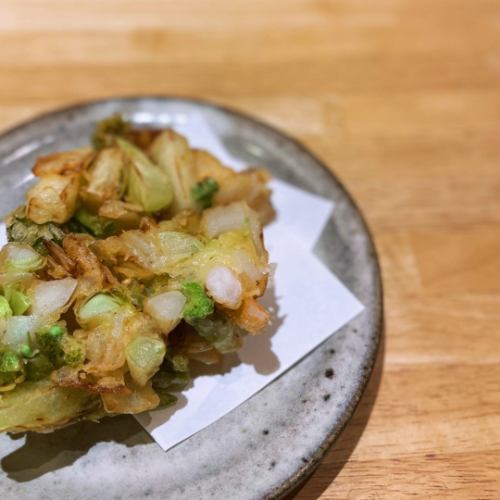 春のお野菜と海老のかき揚げ