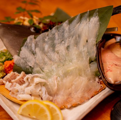 Live horse mackerel sashimi