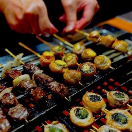 Enjoy your meal in a private room! Small yakitori course with 11 dishes and 2 hours of all-you-can-drink included.