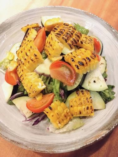 Grilled corn and eggplant salad