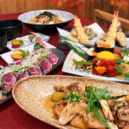 【3時間飲み放題!月から木限定】4000円◆秋の味覚&彩り海鮮満喫コース!カラオケ無料特典付き