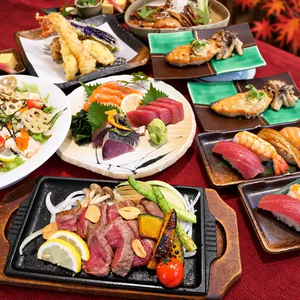 【3時間飲み放題!月から木限定】5000円◆肉と海鮮、秋の贅沢コース!カラオケ無料特典+飲み放題