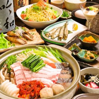 沖繩縣產的Yanbaru Agu豬肉泡菜火鍋套餐【附無限暢飲】