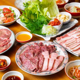 広島霜降り豚サムギョプサル×定番焼肉コース●3,900円（税込）※お料理のみ