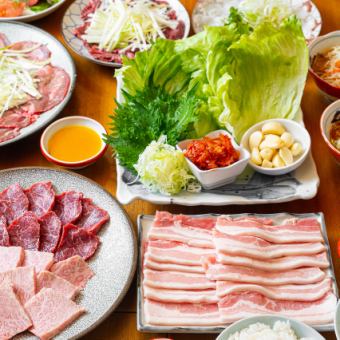 広島牛×霜降り豚サムギョプサル●スペシャル焼肉コース4,800円(税込)※お料理のみ