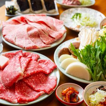 広島牛赤身＆霜降りロース食べ比べすき焼きコース◆5,300円（税込）※お料理のみ