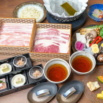 ゆめの大地豚とふらの和牛　出汁しゃぶコース