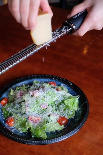 Caesar salad with homemade dressing and parmesan