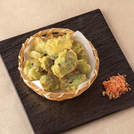 Brussels sprouts and fava bean tempura