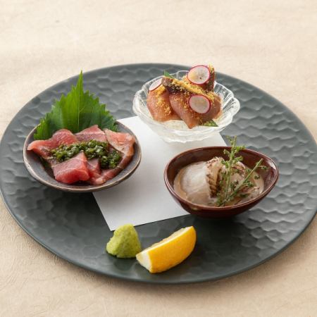 鮮や刺身三種盛り合わせ