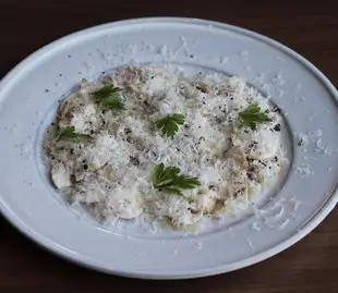 Mushrooms and freshly grated cheese