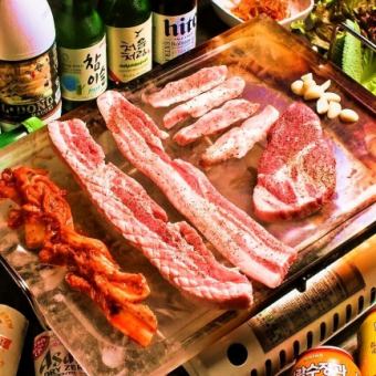 [Pork King Banquet Course] 2 hours of all-you-can-drink!! 7 dishes including samgyeopsal and sundubu jjigae, 5,000 yen → 4,500 yen