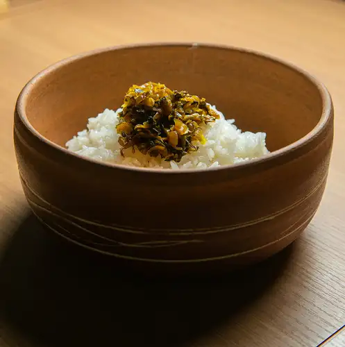 炊き立て銀シャリ+高菜