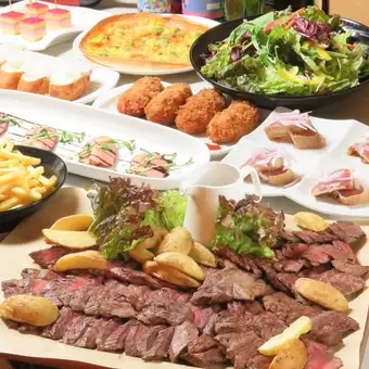 安格斯牛排套餐（8-80人份）：每人200克，含无限畅饮，价格7700日元（含税）