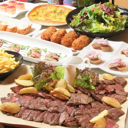 Angus Steak Course for 8-80 people: 200g per person, with all-you-can-drink for ¥7700 (tax included)