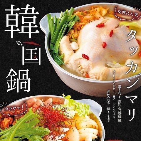 Dakgalbi or Korean hotpot course with 120 minutes of all-you-can-drink included.