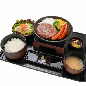 とろけるハンバーグとソーセージ御膳 Lサイズ(250g)