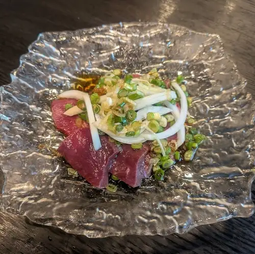 Beef heart sashimi