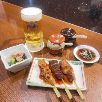 【ハッピーアワー★平日限定18時まで】『厳選和牛串焼きちょい飲みセット 』