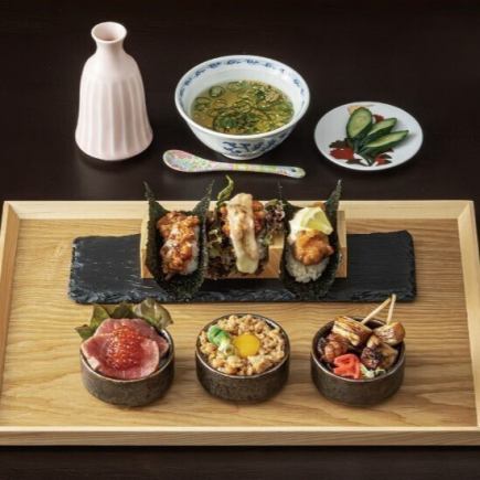 【ランチ限定】Reasonable Price！肉おちょこ丼&手巻き 6種セット