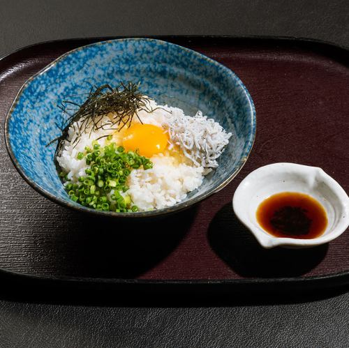 Silky chicken egg over rice truffle soy sauce