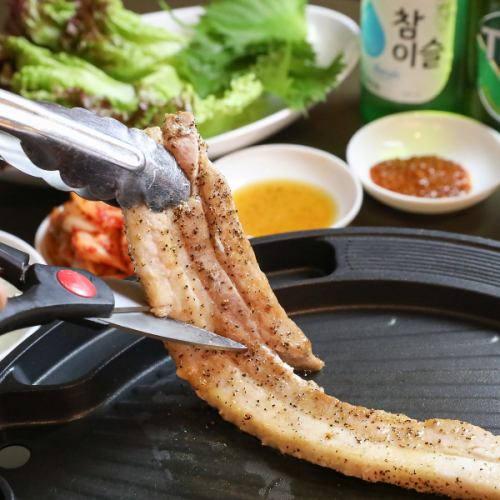 두껍게 자른 삼겹살(돼지 3장 고기) 세트/특제 된장 누구 삼겹살 세트