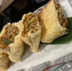 Fried natto wrapped in fried soybeans