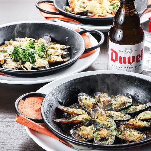 Oven-baked mussels