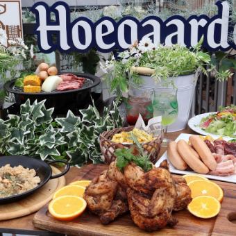 [No. 1 Popular Beer Garden] Standard BBQ Plan featuring juicy roast chicken and beef skirt steak.