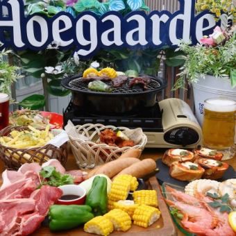 【関西唯一ヒューガルデンビアガーデン】厚切りステーキ＆シーフード盛り合わせのプレミアムBBQ