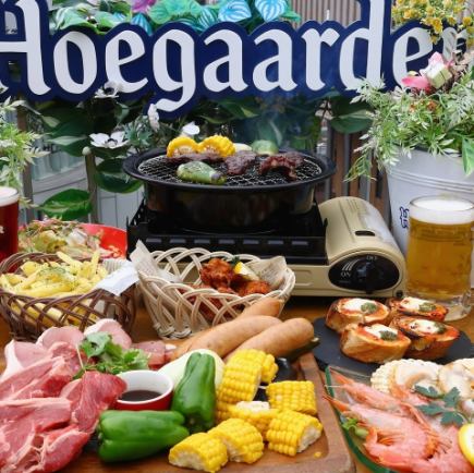 【関西唯一ヒューガルデンビアガーデン】厚切りステーキ＆シーフード盛り合わせのプレミアムBBQ