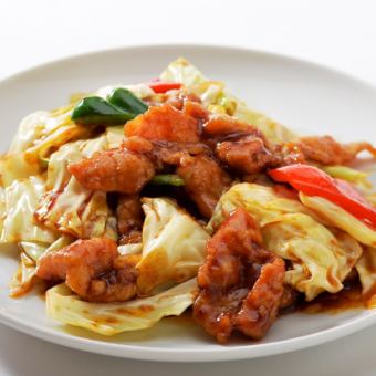 Stir-fried pork and cabbage with miso