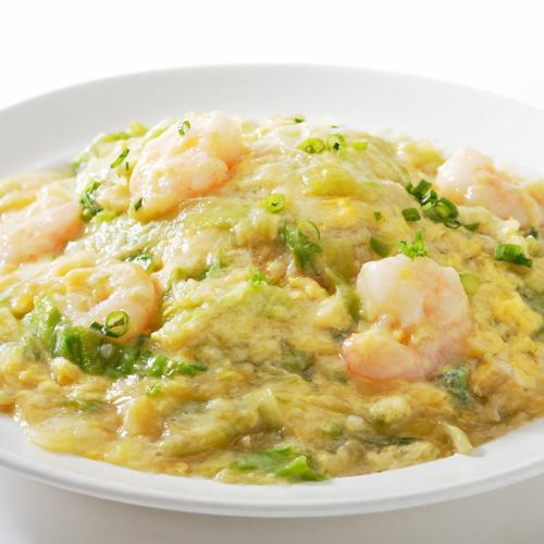 Shrimp fried rice with thickened sauce