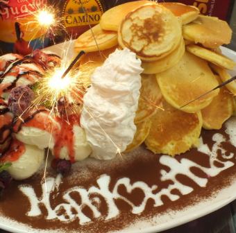 OK for small groups ◎ Anniversary plan ♪ 6 dishes with all-you-can-drink for 90 minutes 3,800 yen → Pancake gift ♪