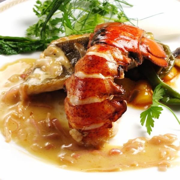 Salmon and lobster champagne vinegar sauce