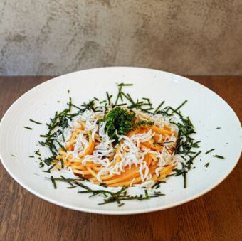 しらすと大葉の明太子スパゲティ