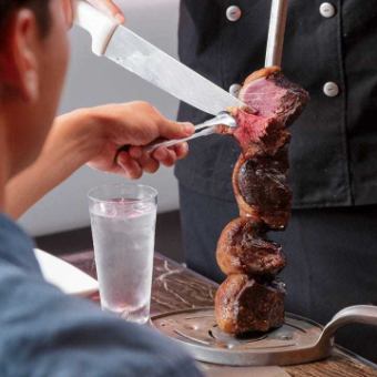 [Includes all-you-can-drink soft drinks] Lunch ◎ Fresh salad & authentic Churrasco 2 hours all-you-can-eat [4,800 yen]