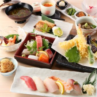 【竹コース】中トロ入造り・にぎり、シマホッケ、天ぷらなど旬菜旬魚を愉しむ全10品※お料理のみ
