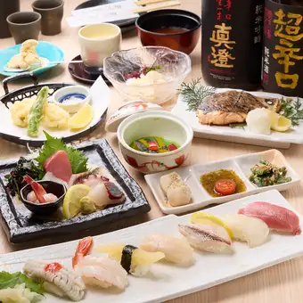 【初夏限定】120分飲み放題付(90分L.O)旬の鮎と鱧、寿司7貫を味わう特別コース〈全10品〉