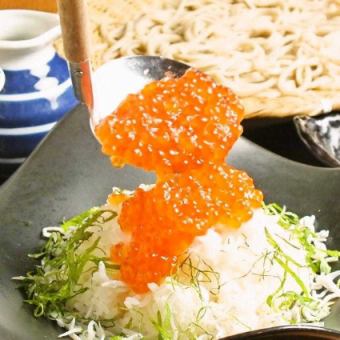 Salmon roe bowl + handmade soba noodles