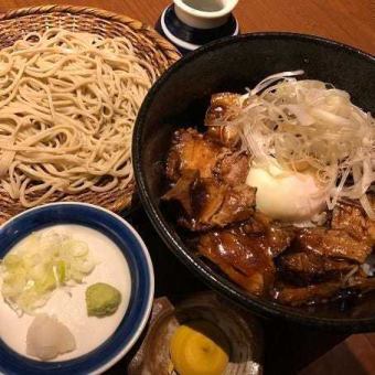 Pork braised rice bowl + handmade soba noodles