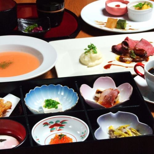 【ランチタイム限定】ソフトドリンク付き！フォアグラ＆ローストビーフ含む豪華！『紫苑コース』