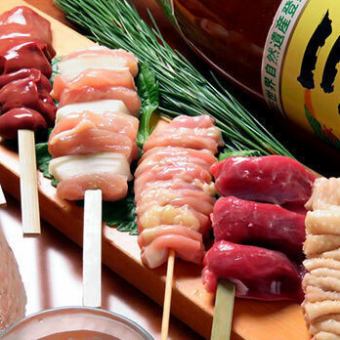 10 dishes including our signature chicken hotpot, pork belly skewers, skewers, etc. + 120 minutes [all-you-can-drink] ⇒ 4,500 yen (tax included) ★Draft beer [all-you-can-drink] ⇒ 4,800 yen