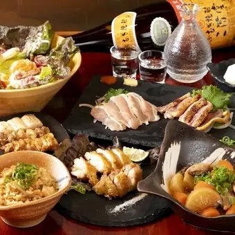 おすすめ！【5,000円コース】<2H飲み放題付>親鳥たたき盛合せや炭火焼き鳥三種盛など 全9品